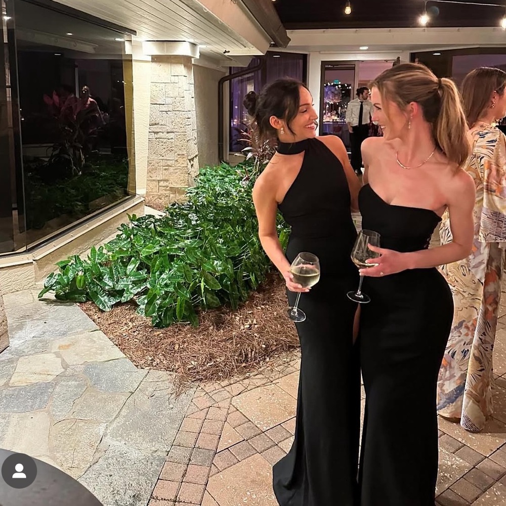Lulu’s Keep It Interesting Black Asymmetrical Cutout Halter Maxi Dress